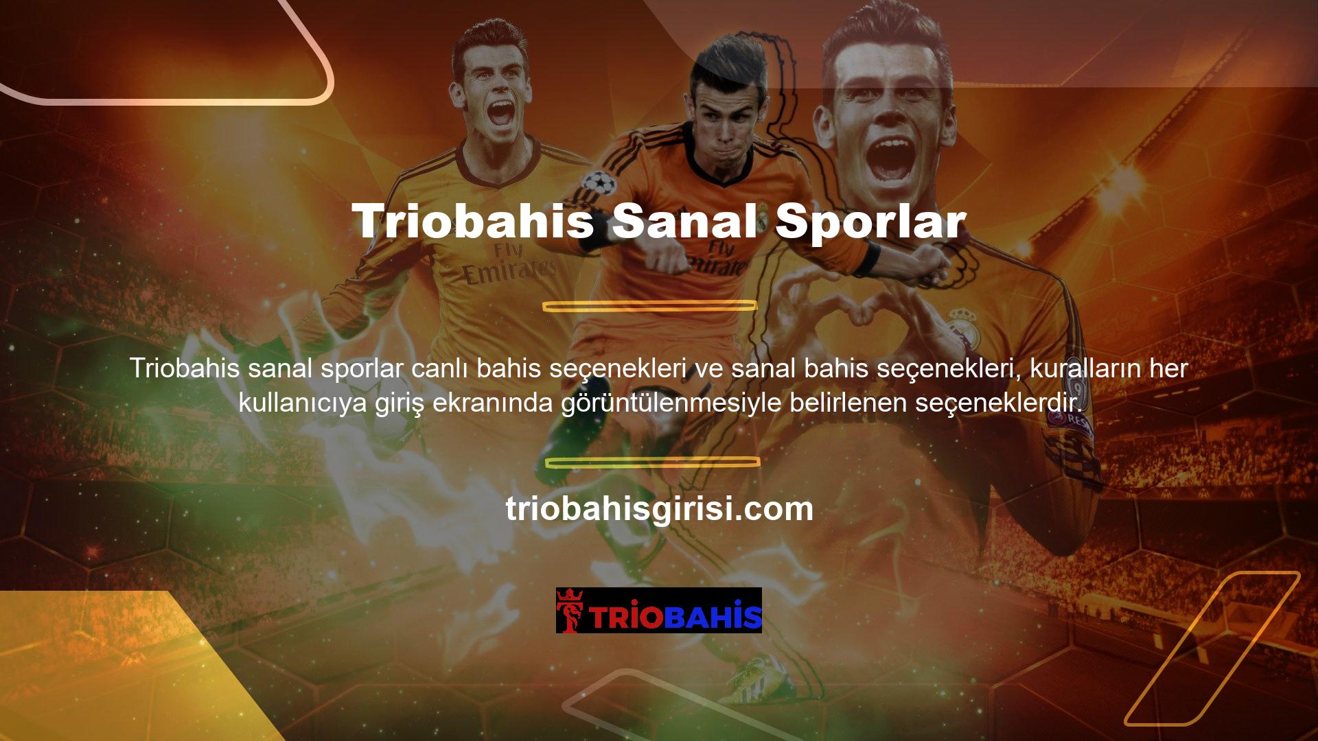 Sitede bulunan Triobahis sanal spor uygulamalarına ilişkin sanal spor bahisleri konusu bulunmaktadır